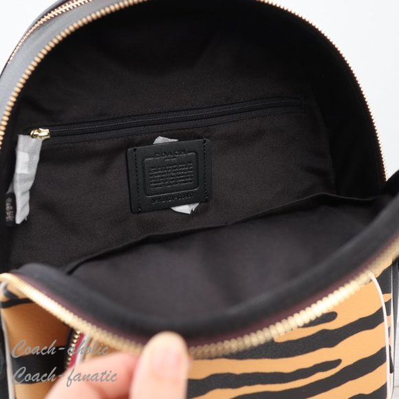 NWT Coach C6987 Court Backpack With Tiger Print in Honey/Black Multi - Picture 11 of 12